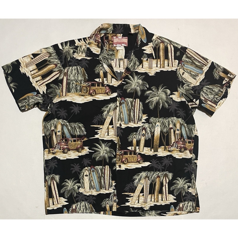 Vintage RJC Hawaiian Shirt Mens Size 2XL Tropical Island Surf Beach Aloha‎ USA